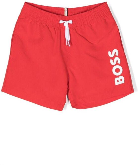 BOSS Kidswear Zwembroek met logoprint Rood