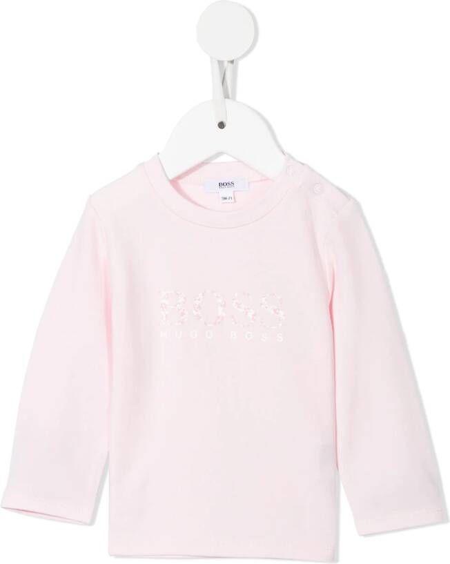 BOSS Kidswear T-shirt met bloemenprint Roze