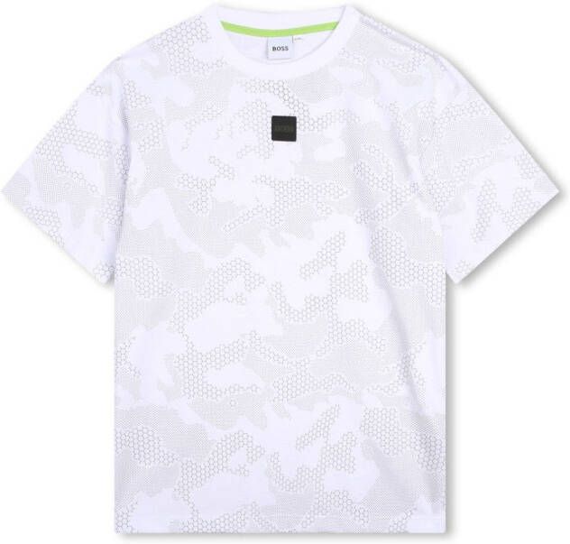 BOSS Kidswear T-shirt met camouflageprint Wit