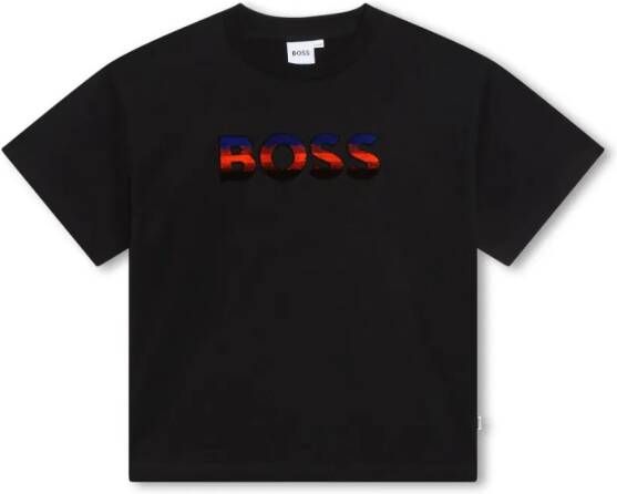 BOSS Kidswear T-shirt met geborduurd logo Zwart