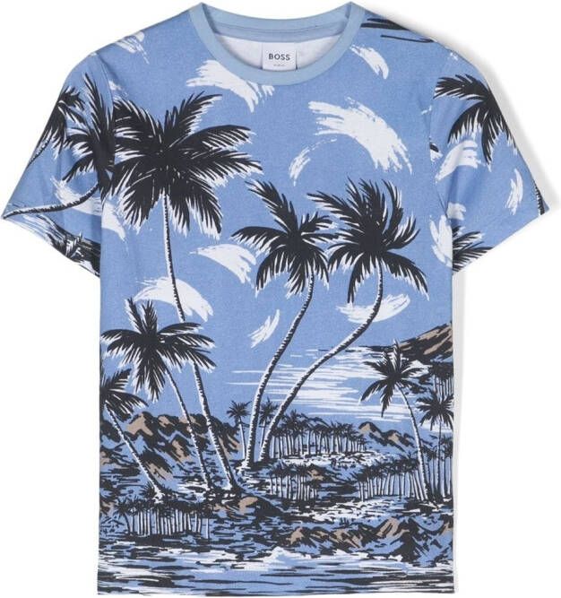 BOSS Kidswear T-shirt met grafische print Blauw