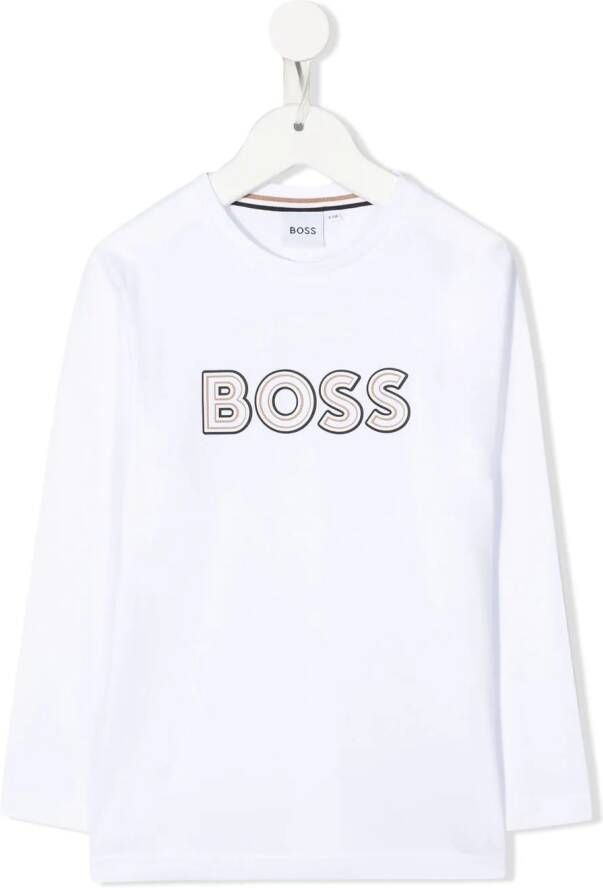 BOSS Kidswear T-shirt met lange mouwen Wit
