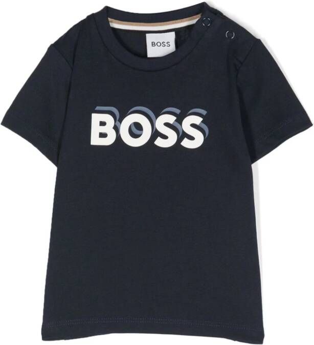 BOSS Kidswear T-shirt met logo Blauw