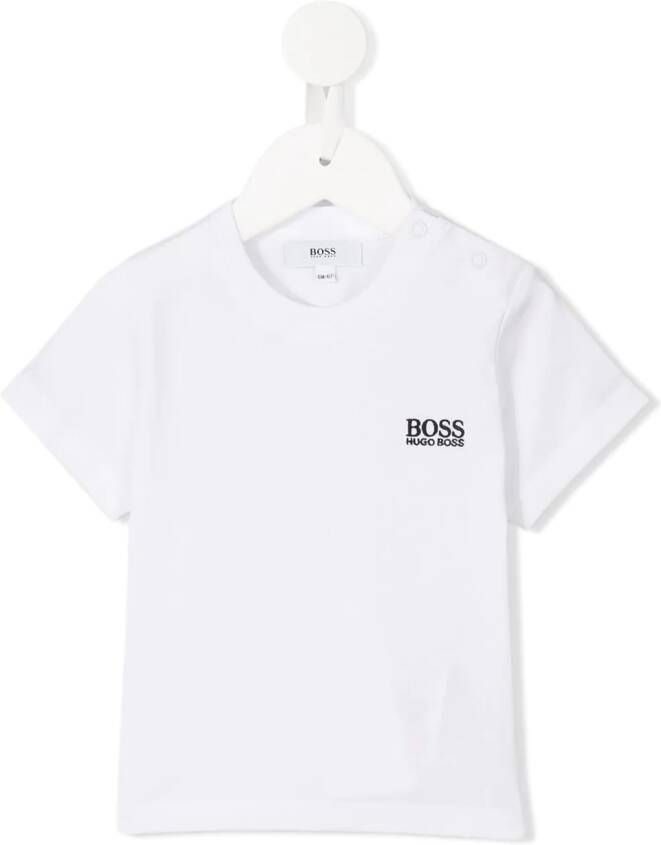 BOSS Kidswear T-shirt met logo op voorkant Wit