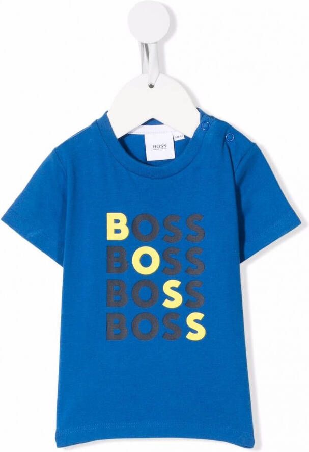BOSS Kidswear T-shirt met logoprint Blauw