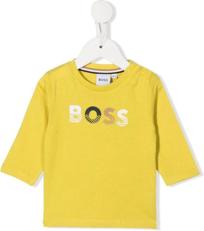 BOSS Kidswear T-shirt met logoprint Geel