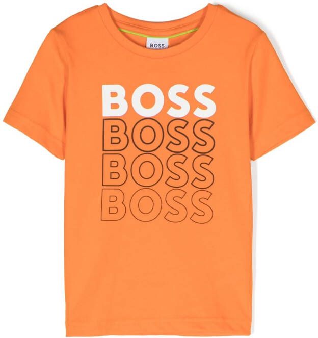 BOSS Kidswear T-shirt met logoprint Oranje