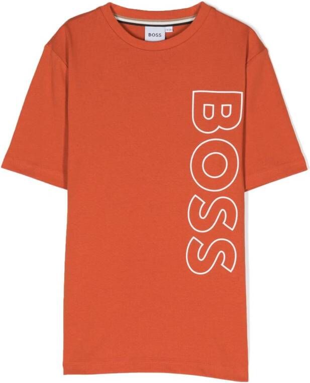 BOSS Kidswear T-shirt met logoprint Oranje