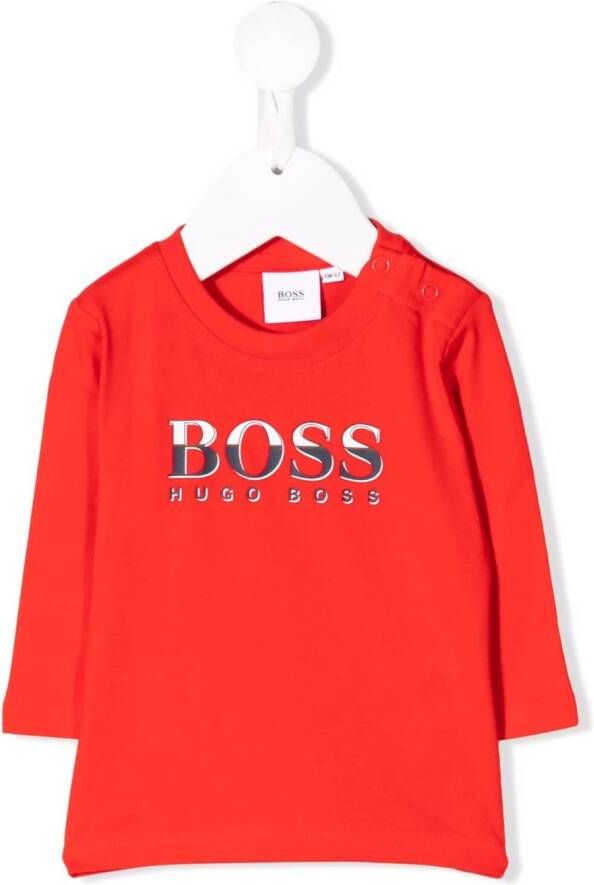 BOSS Kidswear T-shirt met logoprint Rood