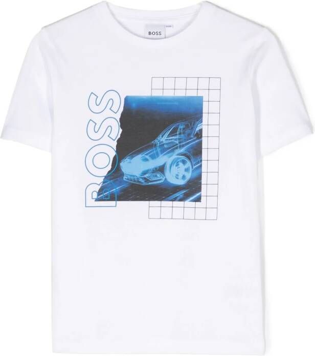 BOSS Kidswear T-shirt met logoprint Wit