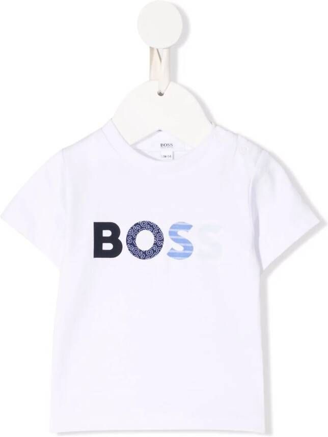 BOSS Kidswear T-shirt met logoprint Wit