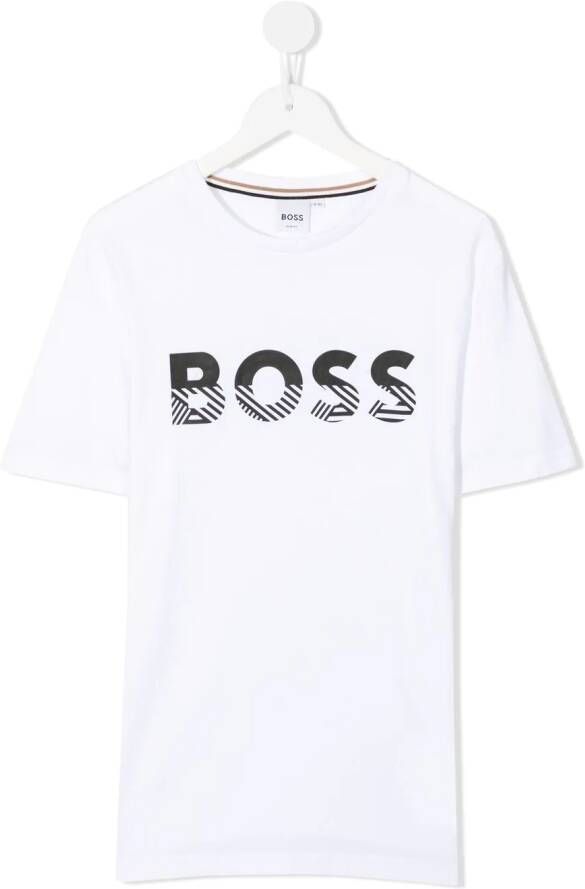 BOSS Kidswear T-shirt met logoprint Wit