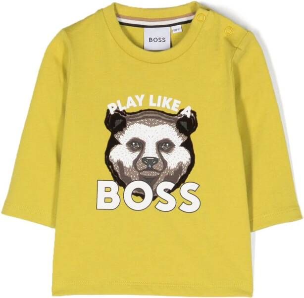 BOSS Kidswear T-shirt met tekst Geel