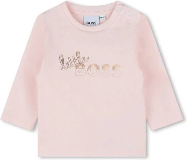 BOSS Kidswear T-shirt met tekst Roze