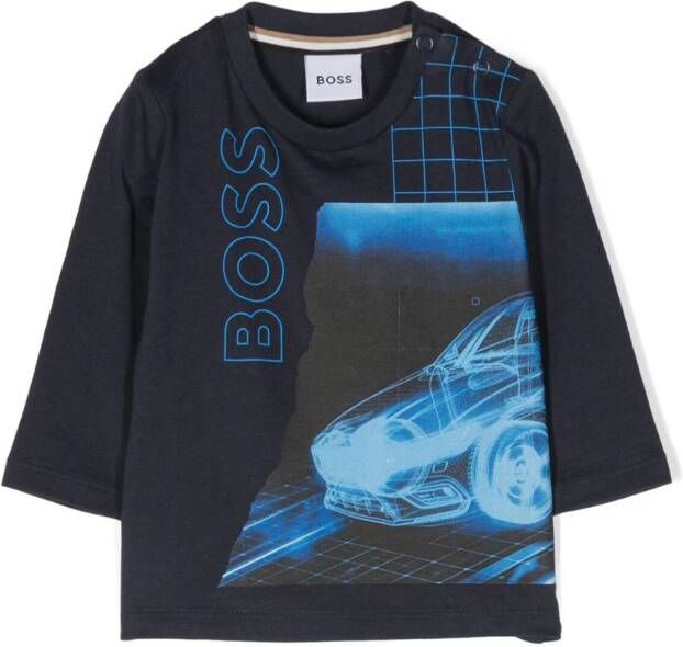 BOSS Kidswear Top met logoprint Blauw