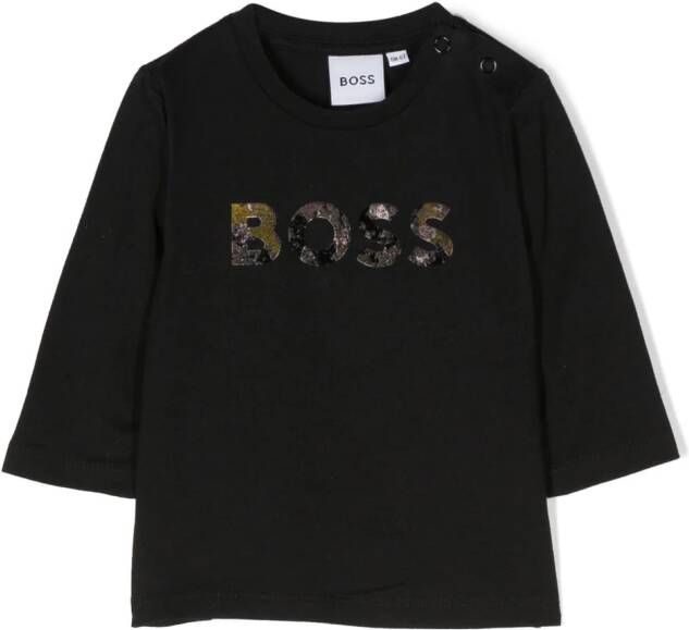 BOSS Kidswear Top met logoprint Zwart