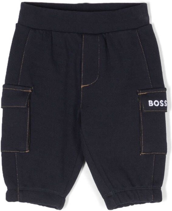 BOSS Kidswear Trainingsbroek met geborduurd logo Blauw