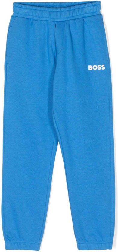 BOSS Kidswear Trainingsbroek met logo-reliëf Blauw