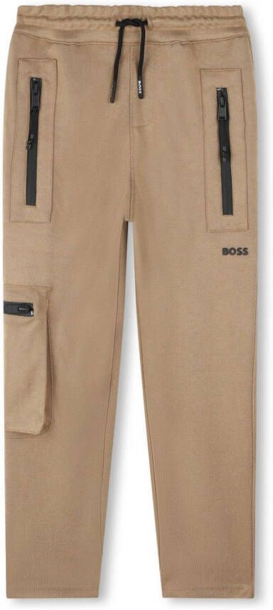 BOSS Kidswear Trainingsbroek met logoprint Beige