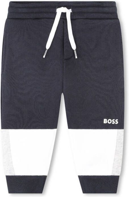BOSS Kidswear Trainingsbroek met logoprint Blauw
