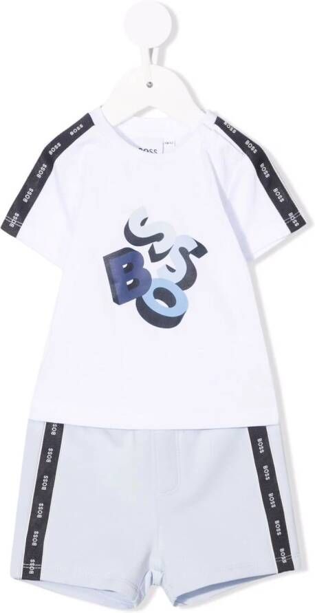 BOSS Kidswear Trainingspak met logo afwerking Wit