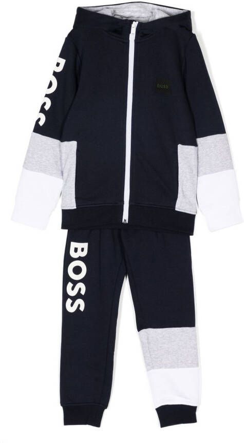 BOSS Kidswear Trainingspak met logoprint Blauw