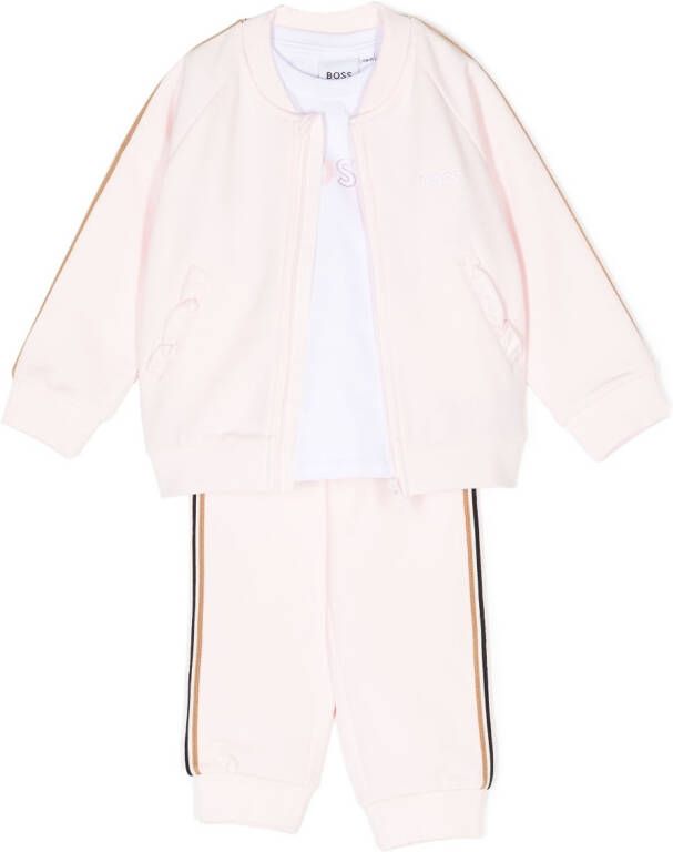 BOSS Kidswear Trainingspak met logoprint Roze