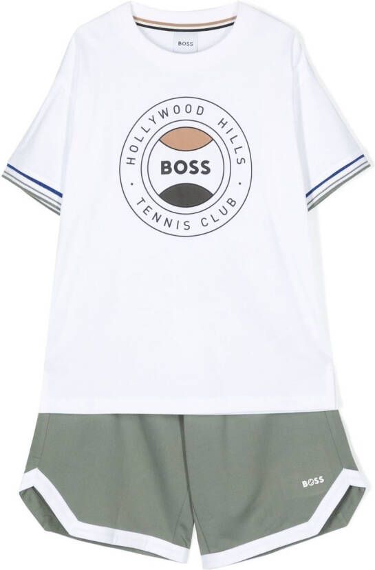 BOSS Kidswear Trainingspak met logoprint Wit