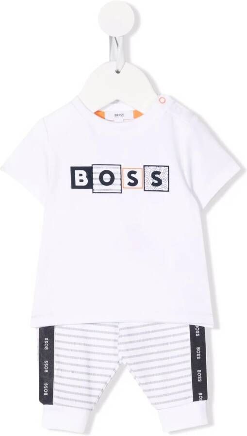 BOSS Kidswear Trainingspak met logoprint Wit