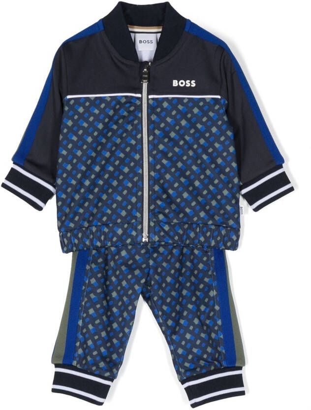BOSS Kidswear Trainingspak met monogramprint Blauw