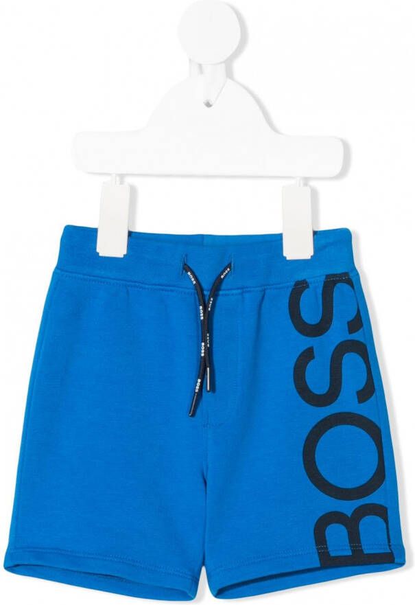 BOSS Kidswear Trainingsshorts met logoprint Blauw