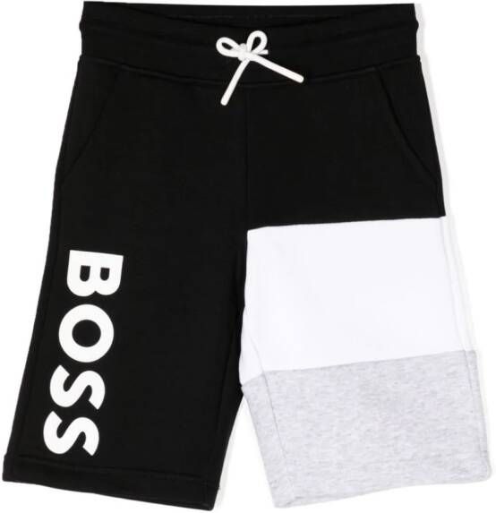 BOSS Kidswear Trainingsshorts met logoprint Zwart