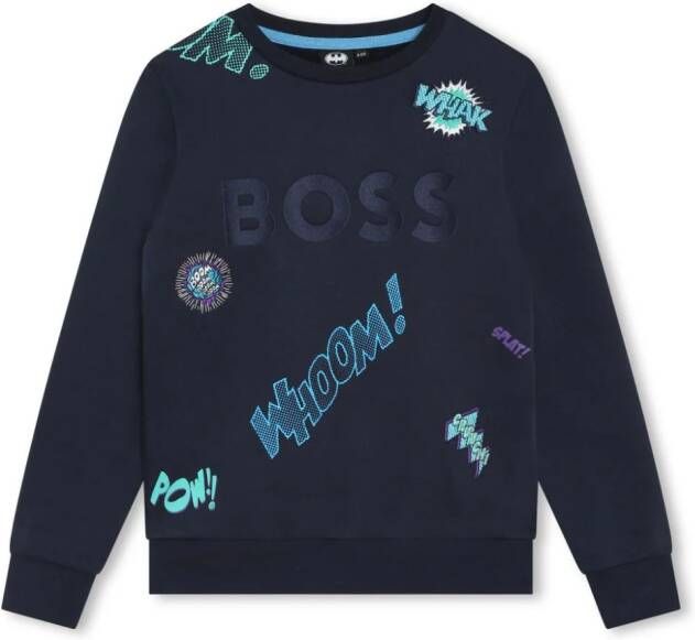 BOSS Kidswear Trui met borduurwerk Blauw