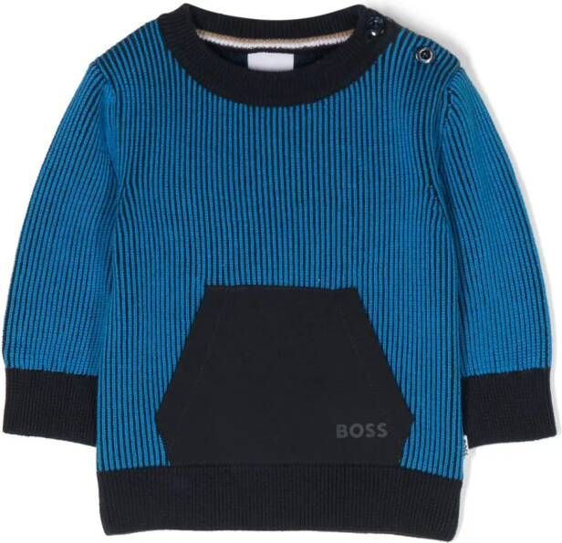 BOSS Kidswear Trui met logoprint Blauw