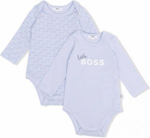 BOSS Kidswear Twee rompers met logoprint Blauw