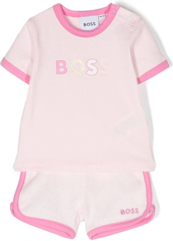 BOSS Kidswear Tweedelige katoenen set Roze