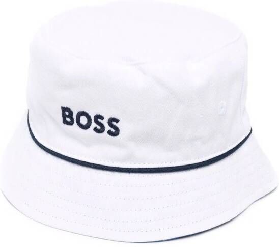 BOSS Kidswear Vissershoed met geborduurd logo Wit