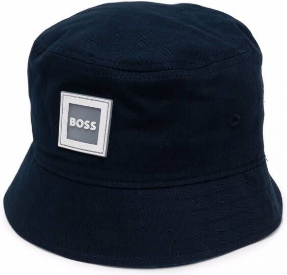 BOSS Kidswear Vissershoed met logopatch Blauw