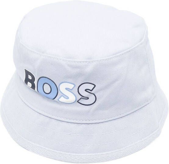 BOSS Kidswear Vissershoed met logoprint Blauw