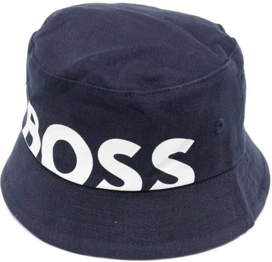 BOSS Kidswear Vissershoed met logoprint Blauw