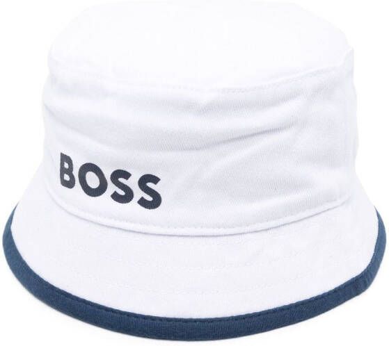 BOSS Kidswear Vissershoed met logoprint Wit