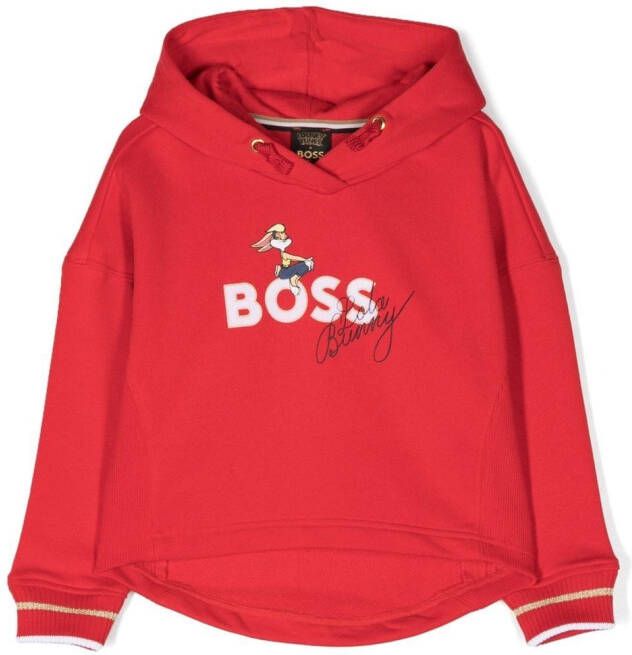 BOSS Kidswear x Looney Tunes Lola hoodie met konijnprint Rood