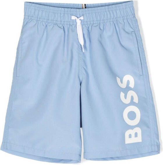 BOSS Kidswear Zwembroek met logoprint Blauw