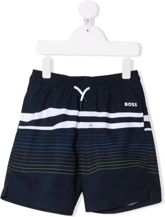 BOSS Kidswear Zwembroek met logoprint Blauw
