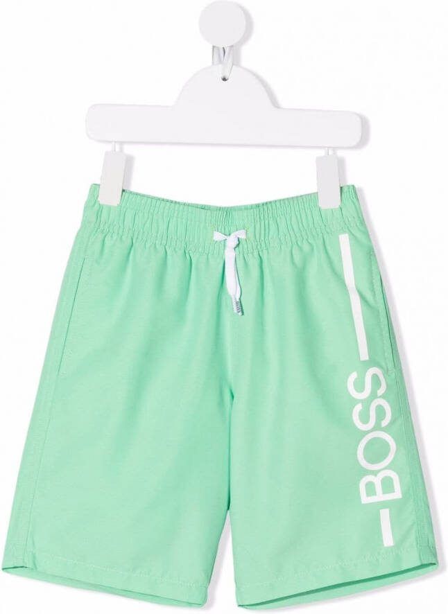 BOSS Kidswear Zwembroek met logoprint Groen