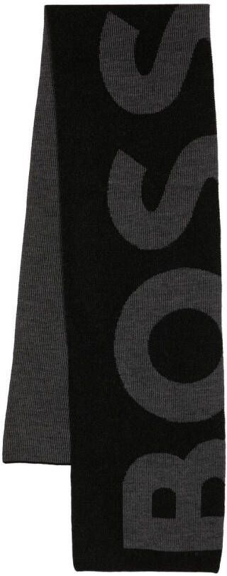 BOSS Intarsia sjaal Zwart