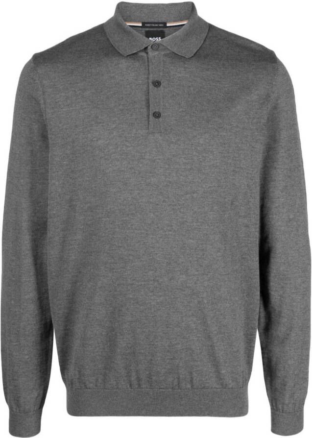 BOSS Lancione poloshirt van scheerwol Grijs