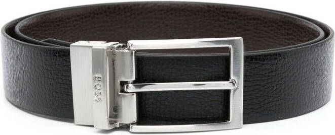BOSS Leren riem Zwart