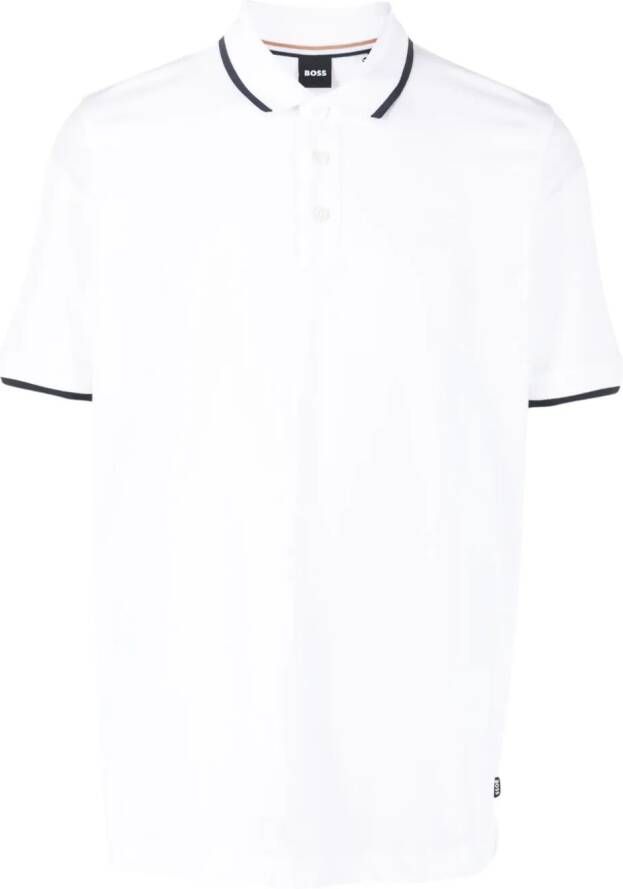 BOSS Poloshirt met logo-reliëf Wit