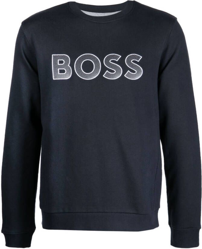 BOSS Sweater met geborduurd logo Zwart